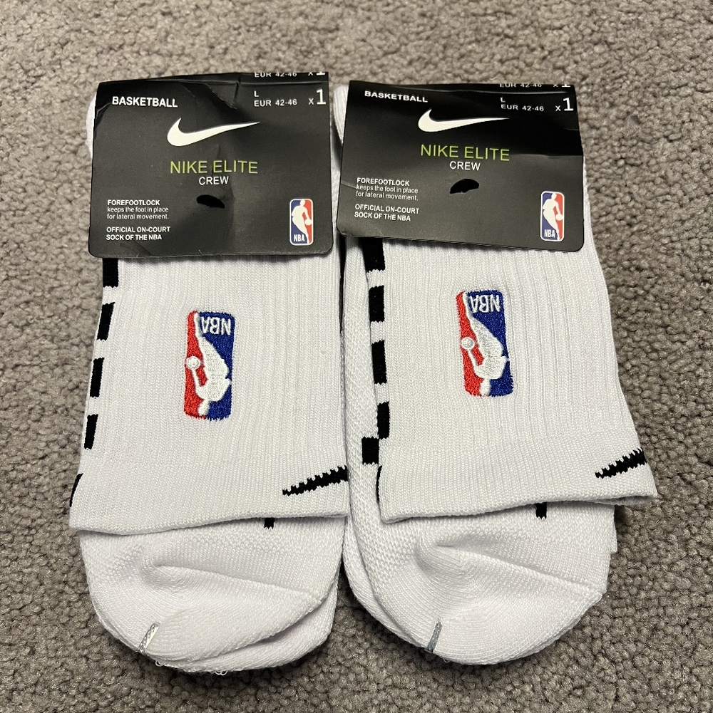 Nike Elite NBA Dri-FIT Basketball Quarter Crew Socks White 2 Pairs